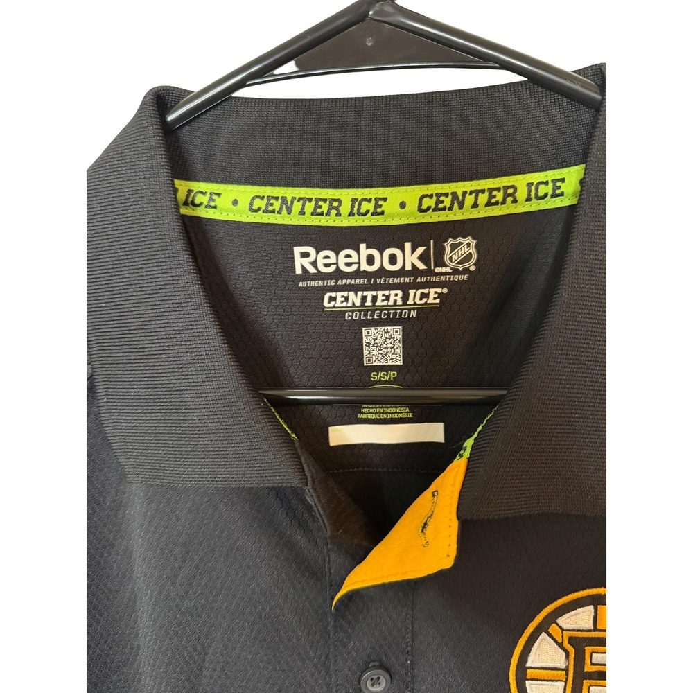 Reebok Boston Bruins NHL Center Ice Collection Polo Shirt Black Mens Small S/P - Picture 2 of 3